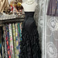 Robe de soirée longue noire élégante à volants style sirène, style vintage, longueur au sol, robe de bal, robe de soirée gh3632