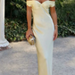 girlhomeshops--Wedding Guest Dress Yellow Stylish Simple Long Satin Prom Dress gh5630