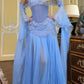 Hellblaues Vintage-Mode-exquisite Perlenbesatz A-Linie Off-the-shoulder Langes Chiffon-Ballkleid Abendkleid Partykleid gh3454