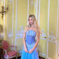 Hellblaues Vintage-Mode-exquisite Perlenbesatz A-Linie Off-the-shoulder Langes Chiffon-Ballkleid Abendkleid Partykleid gh3454
