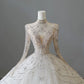 Ivory White Beaded Fashion Long Train Tulle Ball Gown Wedding Dress gh4952
