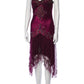 girlhomeshops-Burgunderfarbenes Satin-Spitzenkleid mit Spaghettiträgern, asymmetrischem Saum, Perlen- und Paillettenbesatz gh6308