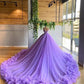 Lila wunderschöne Mode V-Ausschnitt Perlen lange Tüll bodenlangen Trailing Ballkleid Ballkleid Abendkleid Brautkleid gh1803