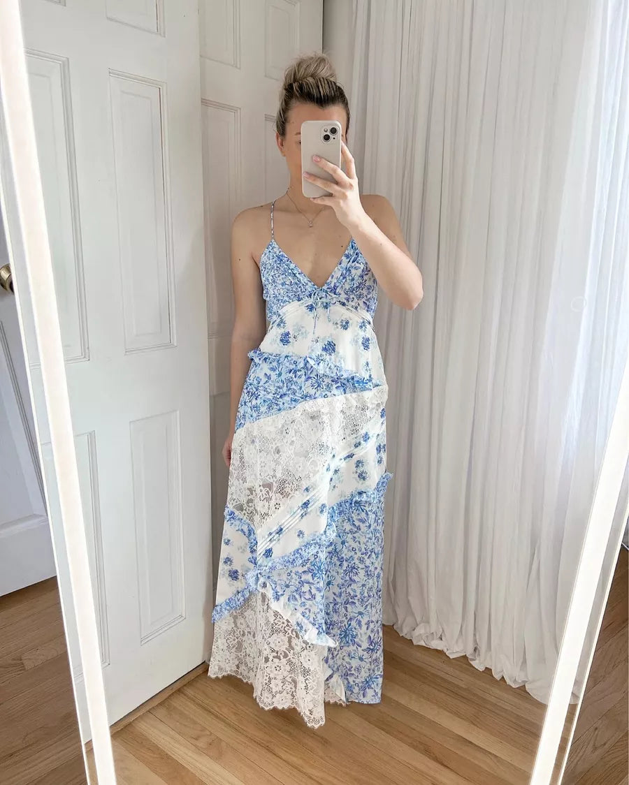Robe de bal longue bleue élégante en dentelle florale délicate, robe de soirée, robe de bal, robe de soirée, robe de soirée, robe de soirée, gh4109