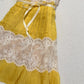 girlhomeshops-Ginger Yellow Chiffon and Lace Paneled Strapless Sleeved Midi Dress with Ribbon Detail gh6312