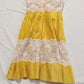 girlhomeshops-Ginger Yellow Chiffon and Lace Paneled Strapless Sleeved Midi Dress with Ribbon Detail gh6312