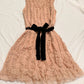 girlhomeshops-Nude Pink Chiffon Sleeveless Short Dress with Ruffles and Velvet Belt gh6314