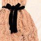 girlhomeshops-Nude Pink Chiffon Sleeveless Short Dress with Ruffles and Velvet Belt gh6314