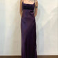 Robe de soirée longue en satin violet, élégante, vintage, à fleurs, bretelles spaghetti, pour fête d'anniversaire, bal, gh3930