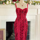 Red Elegant Retro Fashion Sweetheart Neck Corset Short Prom Dress Evening Dress Party Dress gh4217
