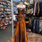 Robe de soirée longue, élégante et raffinée, style rétro, avec perles dorées et bronze, gh4215