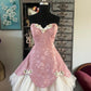 Pink New Fashion Exquisite Floral Appliqué Dark Pattern Jacquard Short Satin Tulle Homecoming Dress Birthday Party Dress Cocktail Party Dress Evening Dress Prom Dress Evening Dress gh3966