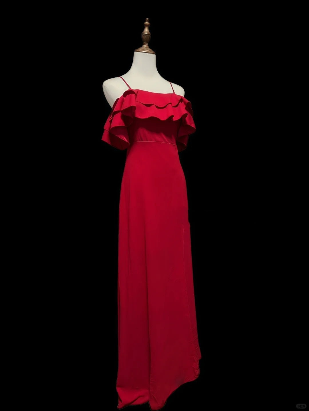Rot Elegant Süß Mode Rüschen Schulterfrei Lang Satin Chiffon Ballkleid Abendkleid Geburtstag Hochzeit Brautjungfernkleid Partykleid Abschlussballkleid gh3935