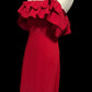 Rot Elegant Süß Mode Rüschen Schulterfrei Lang Satin Chiffon Ballkleid Abendkleid Geburtstag Hochzeit Brautjungfernkleid Partykleid Abschlussballkleid gh3935