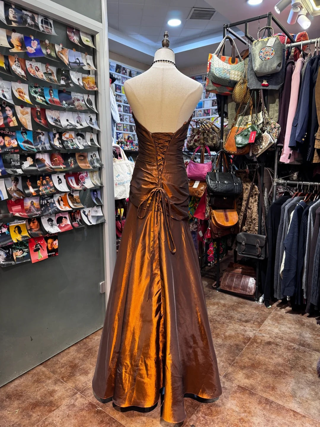 Robe de soirée longue, élégante et raffinée, style rétro, avec perles dorées et bronze, gh4215