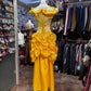 Robe de soirée longue et élégante de princesse rétro jaune, style princesse Belle et la Bête, gh4211