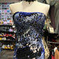 Blue Ink Painting Beaded Unique Fashion Retro Elegant Exquisite Long Ball Dress Evening Dress gh4216
