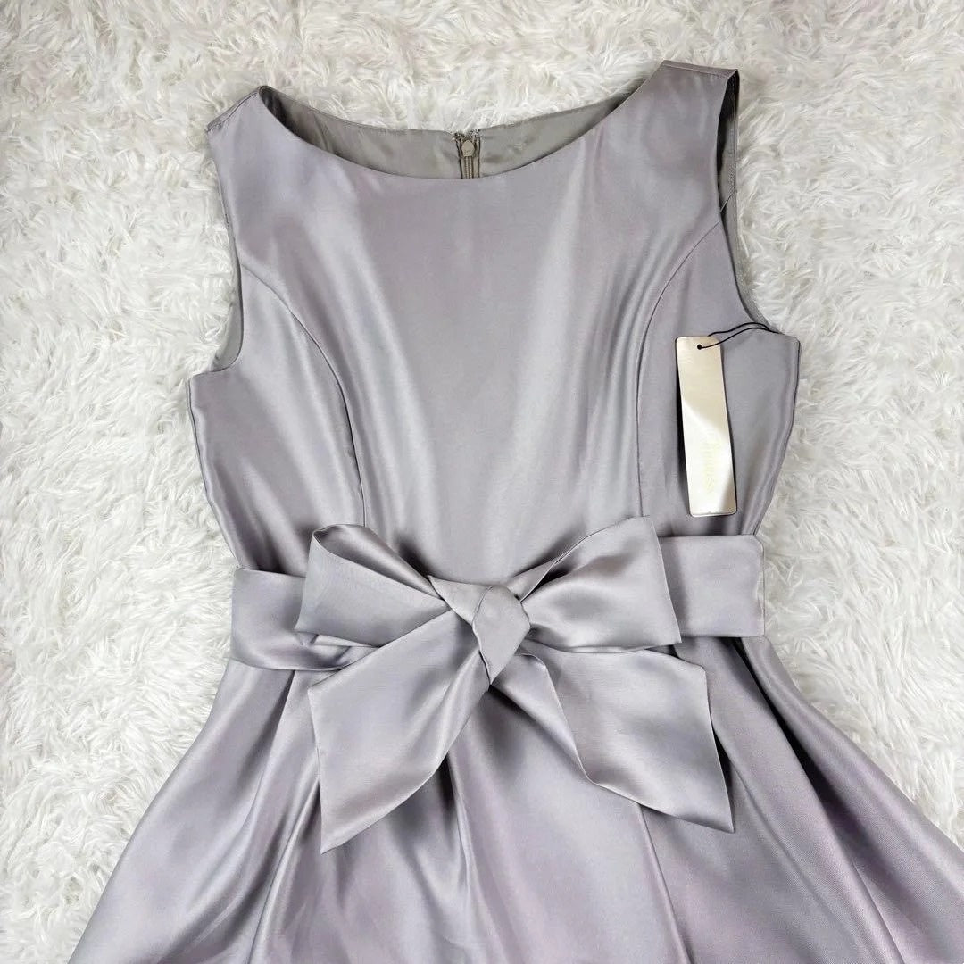 Gentle Elegant Style Satin & Lace Paneled Asymmetrical Knee-Length Bow-Waist Sleeveless Gown - Slim Dress for Bridesmaid, Date & Small Dinner Events gh6491
