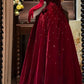 girlhomeshops-Burgundy Exquisite Beaded Long Velvet Formal Prom Dress Graduation Dress Evening Dress gh5974