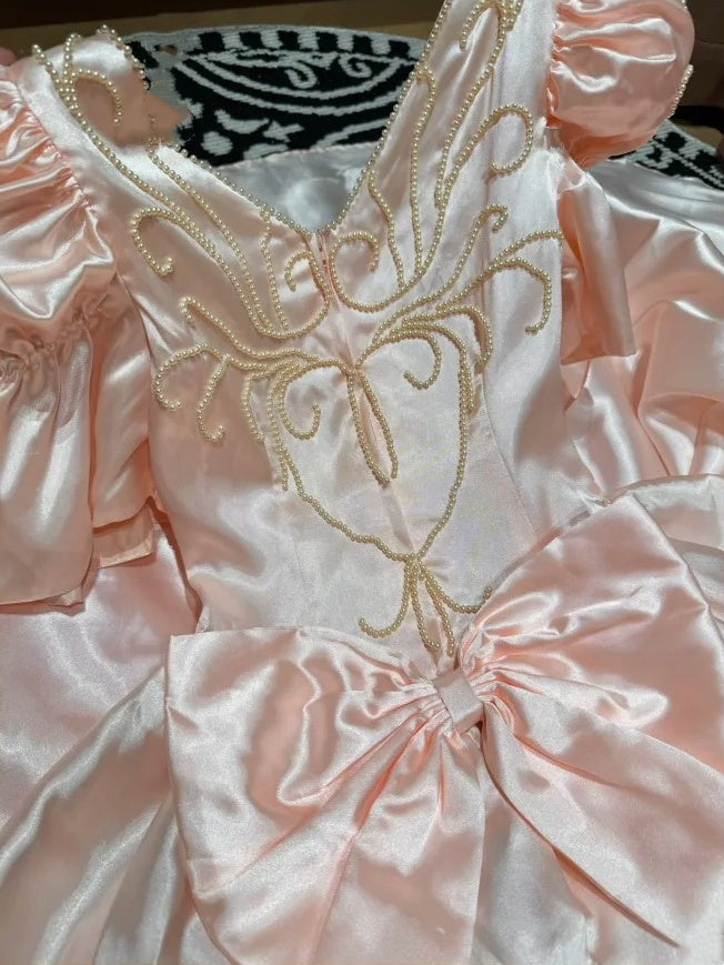 girlhomeshops-Pink Exquisite Beaded Long Satin Princess Formal Prom Dress Graduation Dress Evening Dress gh5975