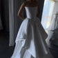 Girlhomeshops-White satin off-the-shoulder long floor-length wedding dress prom dress gh5394