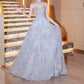 Girlhomeshops-Blaues, modisches, elegantes, langes Ballkleid aus Tüll mit Perlen, gh5075