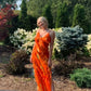 Orange Fashion Elegant Spaghetti Strap Long Ruffle Chiffon Ball Gown Evening Dress Party Dress Wedding Guest Dress gh3318