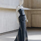 🌌🌠Blaues Gothic Cyber ​​Mechanical Goddess Liquid Metal Kleid Y3K Langes Satin Ballkleid Abendkleid gh4545