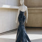 🌌🌠Blaues Gothic Cyber ​​Mechanical Goddess Liquid Metal Kleid Y3K Langes Satin Ballkleid Abendkleid gh4545