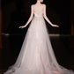 Robe de mariée longue en tulle et dentelle satinée rose dégradé gh6847