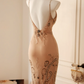 Nude Apricot Vintage Mermaid Prom Dress Spaghetti Straps V Neck Hand Beaded Tassel Evening Gown gh9597