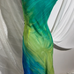 Vintage Oil Painting Print Prom Gown, Green V-Neck, Fitted Waist Slim Fit, Yellow to Blue Gradient, Evening Party Dress gh8563