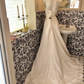 White Halter Lace Waist-Cinched Pleated Figure-Flattering A-Line Skirt Long Romantic Dress, Wedding Gown gh7769