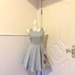 Dusty Blue Sleeveless Short Cocktail Dress, Square Neck A‑Line Skirt With Rose Handbag Embroidery Homecoming Party Gown gh9181