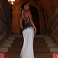 Robe longue dos nu à découpes style glamour vintage de luxe | Robe maxi en satin crème et noir avec dentelle contrastée pour soirée de gala rétro ou événement social haut de gamme gh6439