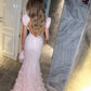 girlhomeshops-Pink Shiny Exquisite Floral Floor-Length Trailing Retro Elegant Prom Dress Evening Dress gh5945