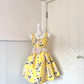 Yellow Floral Print Sleeveless Short Cocktail Dress, Square Neck A‑Line Homecoming Gown With 3D Flower Waist Sash gh9163