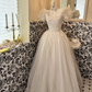 Ivory Puff Sleeve Square Neck Waist-Cinched Full Flared Skirt Elegant Classic Romantic Dress, Wedding Gown gh7746