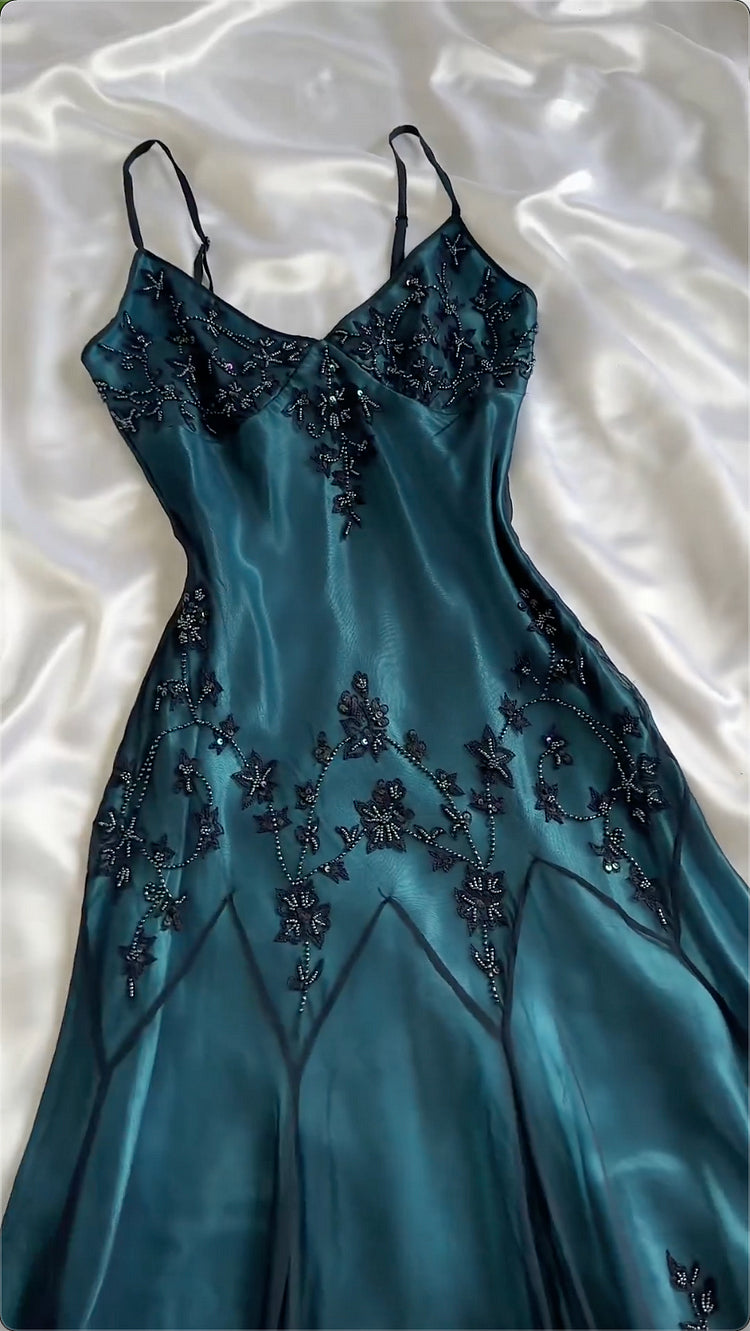 Peacock blue gorgeous vintage exquisite beaded spaghetti strap short chiffon ball gown evening dress party dress homecoming dress gh3334