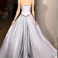 girlhomeshops-Grau elegante exquisite Perlen Retro elegante lange Ballkleid Brautjungfer Kleid gh5759