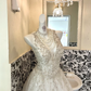 Ivory V-Neck Sexy Silver Beaded Waist-Cinched Luxury Voluminous Skirt Romantic Dress, Wedding Gown gh7618