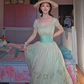 Vintage Light Green Square Neck Fitted Waist Flared Prom & Evening Party Dress gh8501
