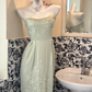 Light Green Strapless Waist-Cinched Bodycon Sexy Elegant Vintage Romantic Dress gh7510