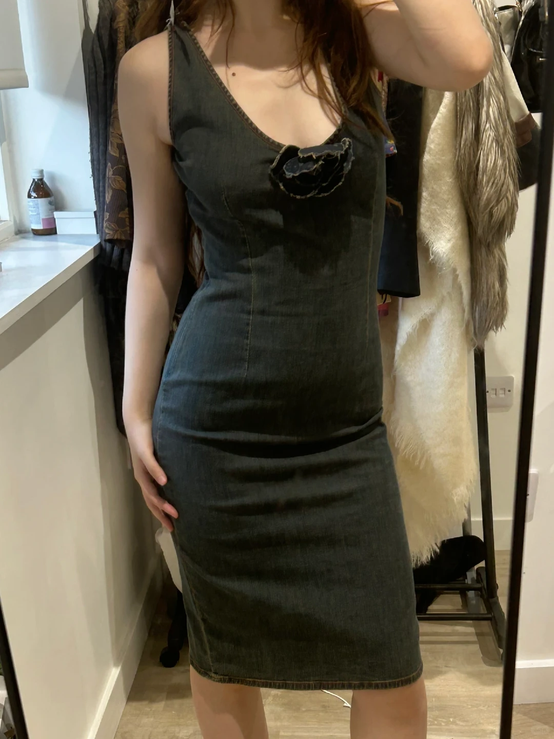 Sexy Vintage Denim Spaghetti Strap Fitted Waist Slim Bodycon Prom & Evening Party Dress gh8466