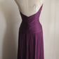 Deep Purple Halter V‑Neck Long Evening Gown, Cross Ruched Waist Flowy Chiffon A‑Line Bridesmaid Formal Dress gh9107