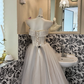 Ivory Strapless Waist-Cinched Full Flared Minimalist Elegant Romantic Dress, Wedding Gown gh7521