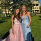 Pink sweet fashion V-neck elegant long tulle floor-length trailing ball gown evening dress prom dress gh3791