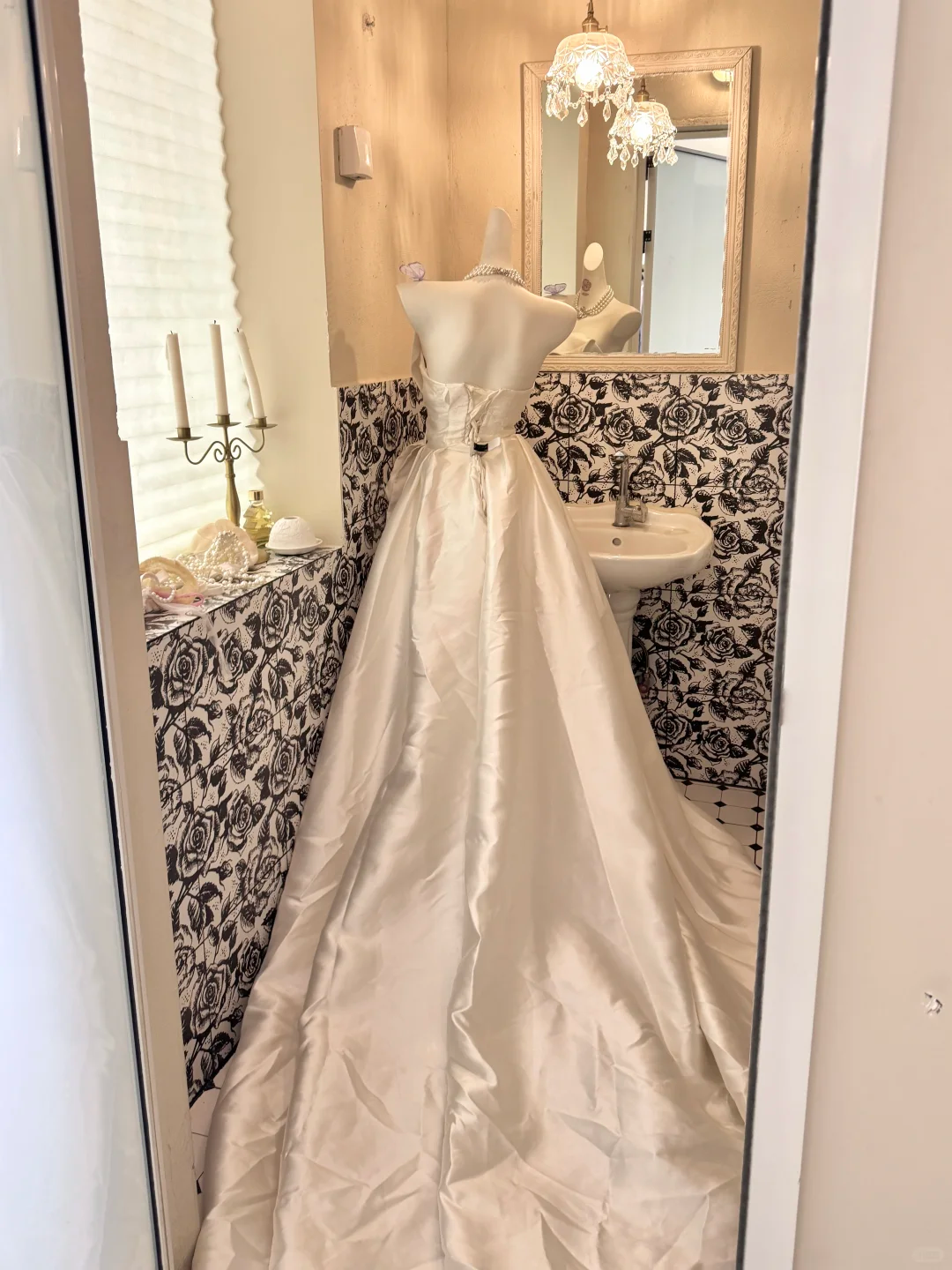 White Satin Strapless Waist-Cinched Unique Skirt Long Minimalist Luxury Romantic Dress, Wedding Gown gh7713