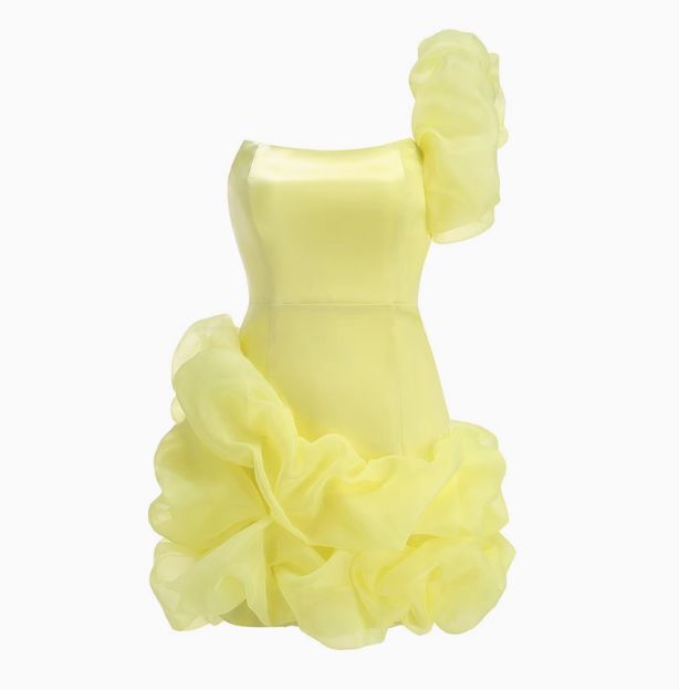 Girlhomeshops-Gelb ein-schulter mode süße knospe rock kurze chiffon homecoming kleid geburtstag kleid gh5269