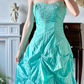 Mint‑Green‑Vintage‑Gown Spaghetti‑Straps Beaded‑Rhinestone‑Bodice Hand‑Gathered‑Voluminous‑Skirt Crinkled‑Shiny‑Taffeta‑Fabric Retro‑Puffy‑Floor‑Length‑Prom‑Evening‑Dress gh8840